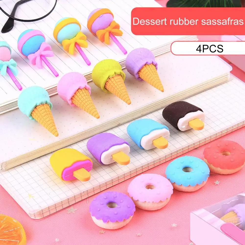 Doughnut Erasers Soft Erasers Cute Food Shape Cartoon Erasers Lollipop Ice Cream Doughnut Safe Kids Toy for Entertainment
