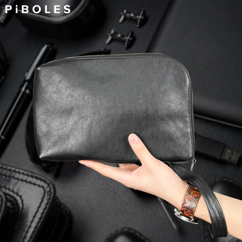 Soft Leather Men's Clutch Bag Genuine Leather Envelope Bag Handbag Large Capacity Business Clutches Handbag For Male