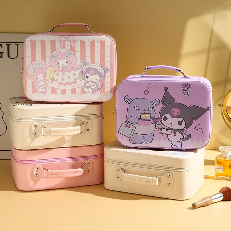 

Sanrios Cosmetic Case Hello Kittys Large Capacity Cute Cinnamoroll Cartoon Portable Makeup Bag Anime Figure Kawaii Girl Gift