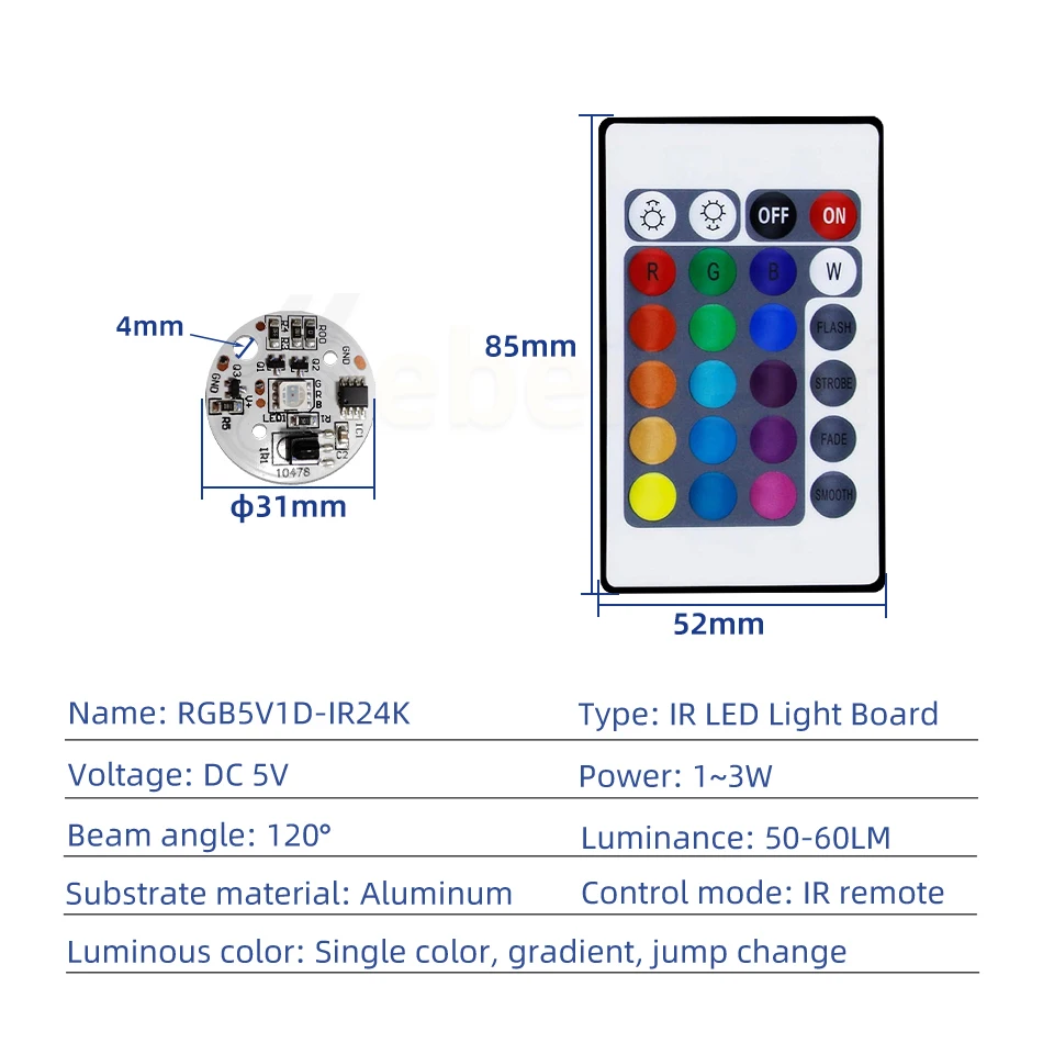 1 sada stejnosměrný 5V nízko elektrické napětí pestrý naklonění LED RGB kolo deska s 1.5M USB spínač kabel a IR bezdrátový stmívání daleký ovládání