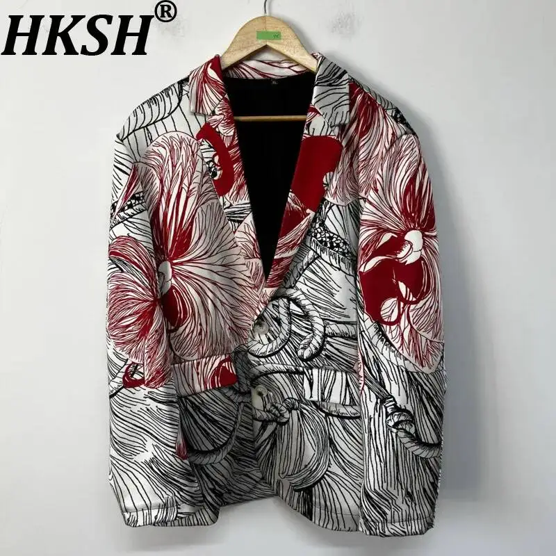 

HKSH Spring Summer New Men Tide Chic High Street Artistic Abstract Painted Trend Niche Personalized Casual Blazer Jacket HK24774