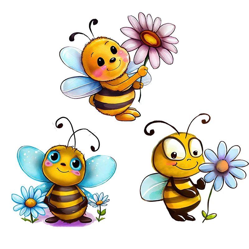 

T299# Cute Bee and Flowers Wall Sticker Bathroom Toilet Decor Living Room Cabinet Refrigerator Home Decoration Decals