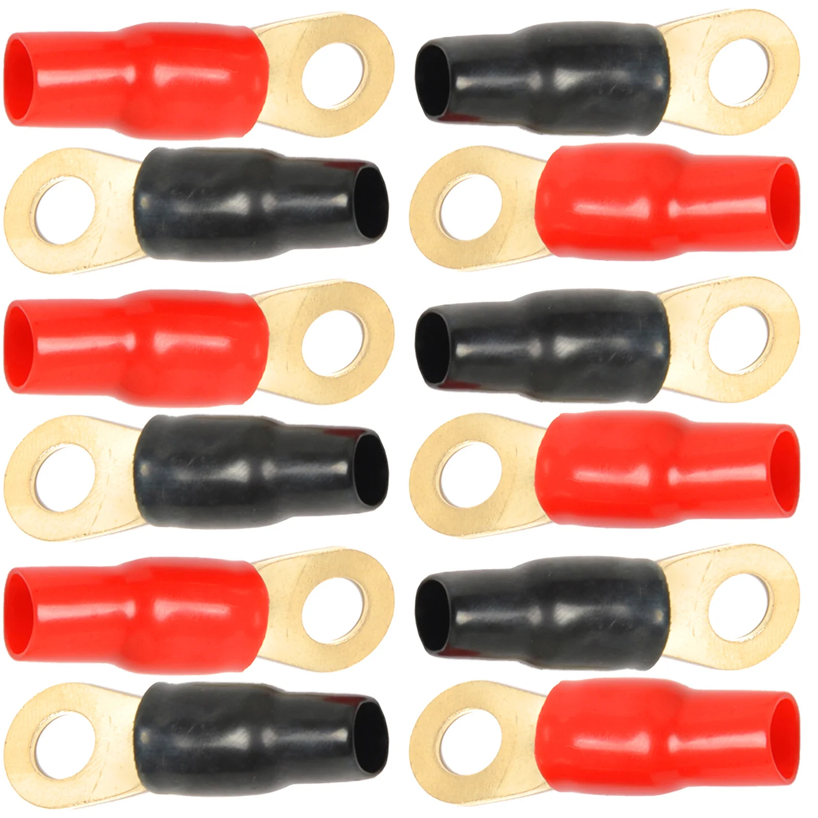 

10Pairs Crimp Terminals Copper Gold Plated 4 Gauge Insulated Ring Terminals Garage Automotive Wire Connectors Corrosion