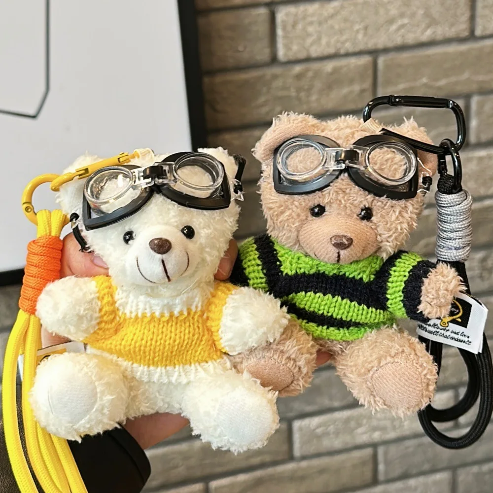 1Pcs New Pilot Sweater Little Bear Doll Pendant Girl Keychain Pendant Car Ornament Doll Small Gift ﻿