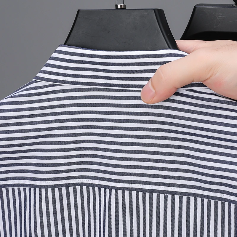 High-End Man Long Sleeves Shirt 100%cotton Lapel Stripe British Style Autumn New Shirt Tops Minimalist Design Fashion Men's Wear