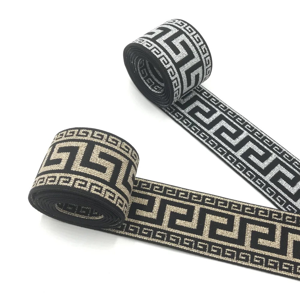 2 mt/los 27/40mm Herz Stern Leopard Glitter Silber Elastische Bands Jacquard Elastische Band Für Bekleidungs Hosen DIY Nähen Zubehör – Detail 5