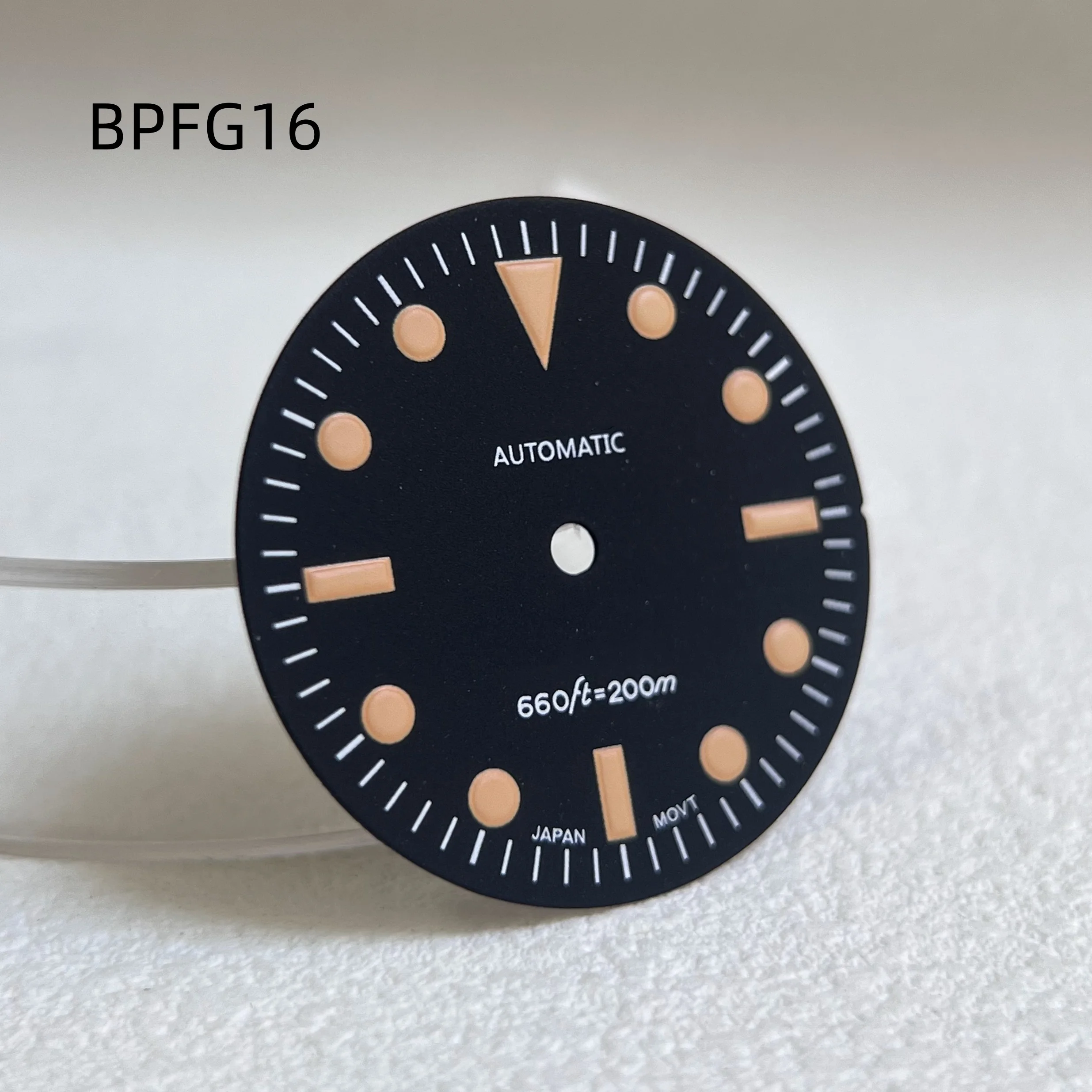 28.5 ملم أسود كلاسيكي ريترو NH35 حركة قرص ماتي مضيئة S.Logo ملحقات ساعة مخصصة