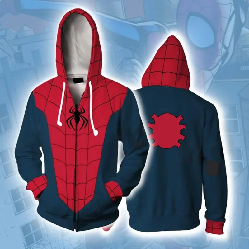 Anime Movie Hooded Peter Parker Hoodies Cosplay Jacket Miles Morales Sweatshirt Zipper Clothes Unisexy Hoody Coat