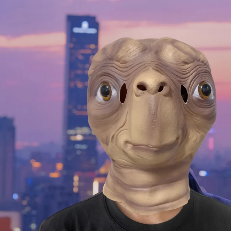 A Halloween Prank Alien Latex Mask, Full-Face Headgear Featuring a Realistic and Cute Alien, Suitable for Halloween Costume Part