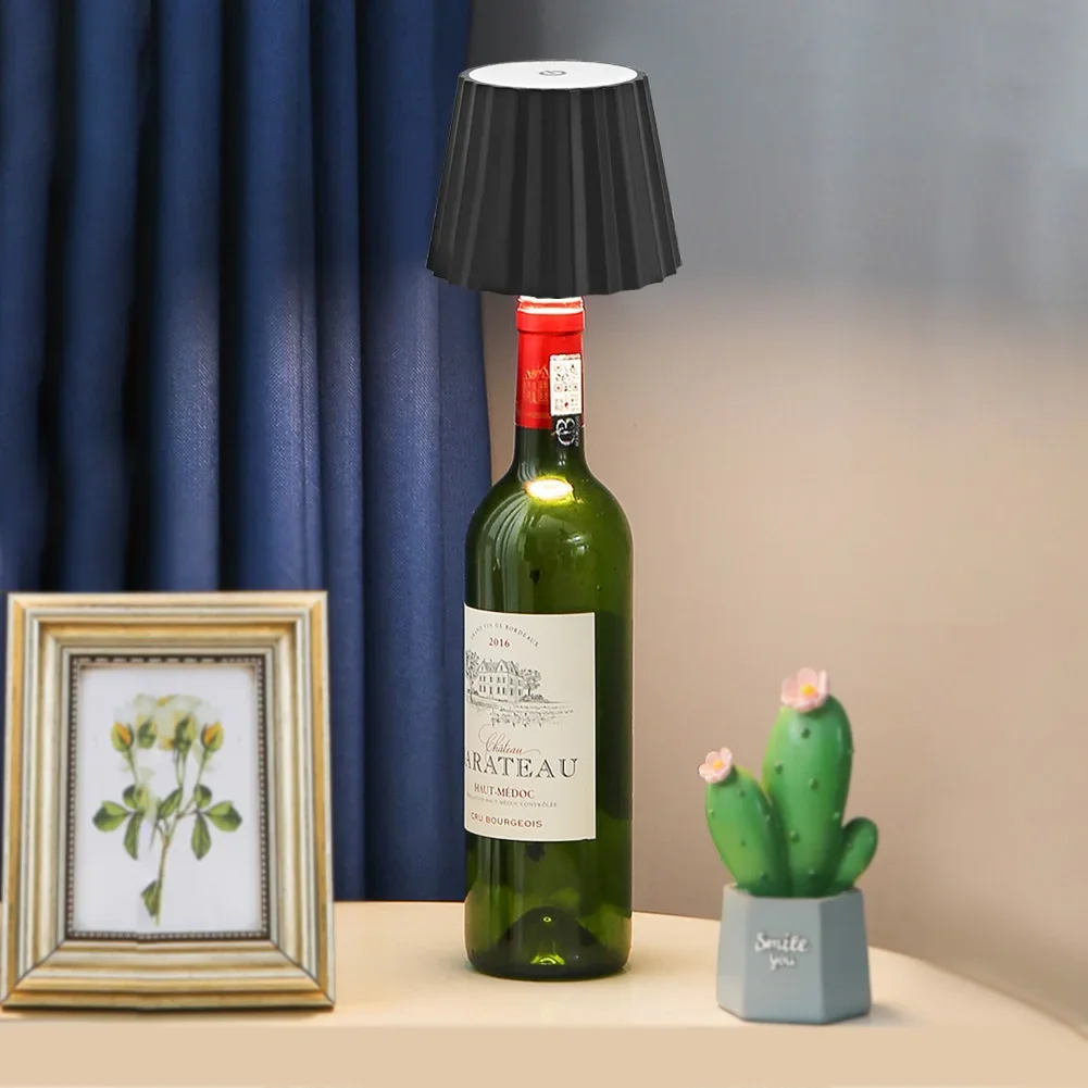 Wireless Bottle Lamp Table Lamp Wireless Tactile Control of 3 Colors & Stepless Dimming Flowerpot Lamp Night Novelty Lighting