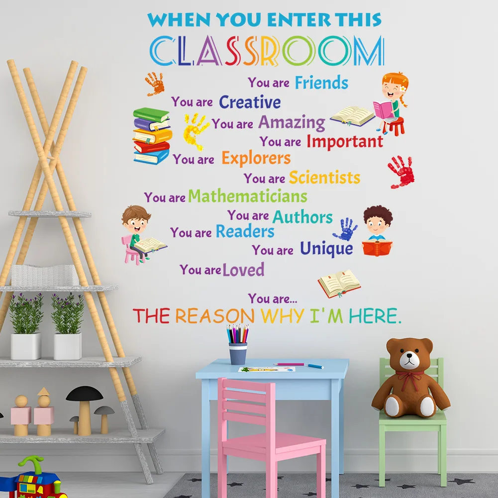 Colorful Inspirational slogan sticker for classroom school decoration self adhesive wall decor