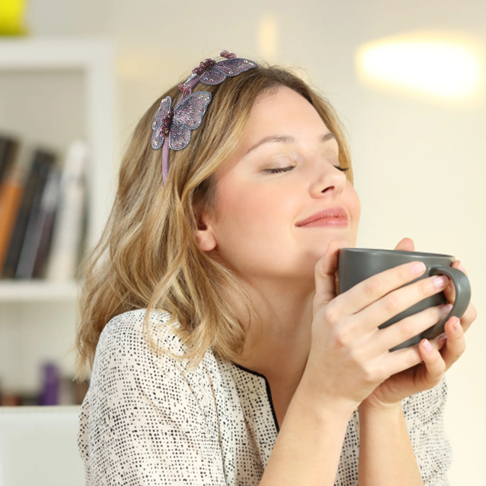 

Artificial Crystal Purple Headband Lightweight Comfortable Party Hair Band Cosplay Photo Props Women Hair Accessories