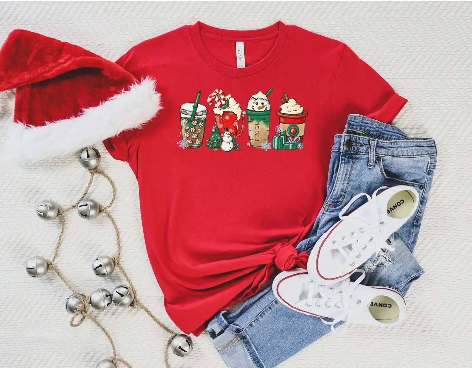 Christmas Snowman Latte T Shirt Coffee Xmas Iced Winter