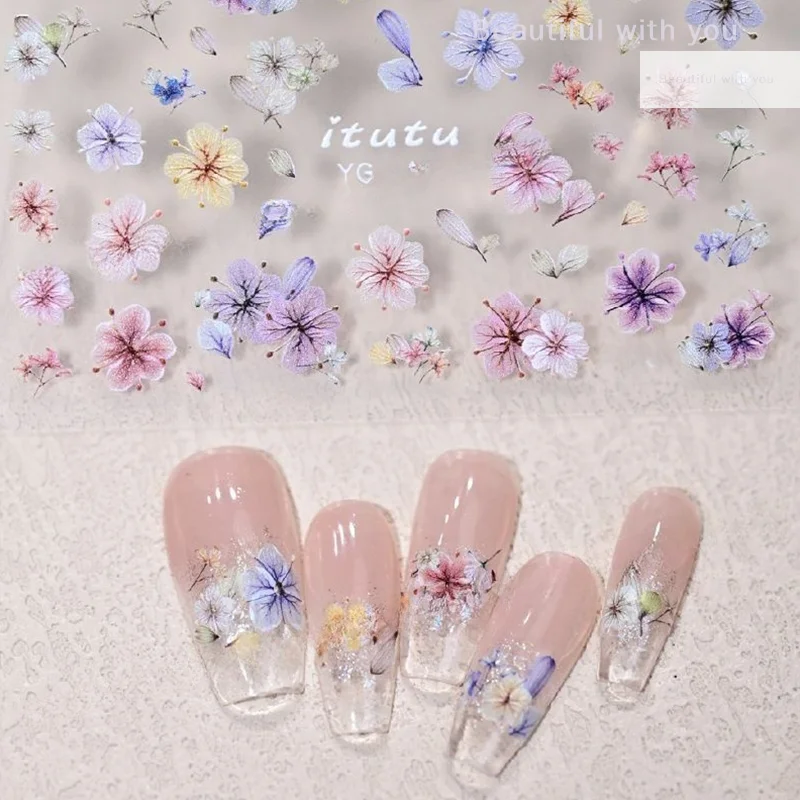 

NewVintage Embroidery Peony Retro Chinese Flower King Chic Soft Relief Embossed Self Adhesive Nail Art Sticker Manicure