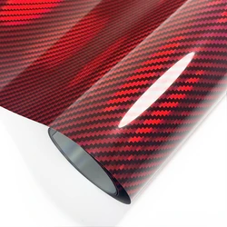 High Gloss Laser Red Carbon Fiber Vinyl Film  Motorcycle Body Stickers Rainbow Car Film Covers Accessories Wrap Foil Sticker