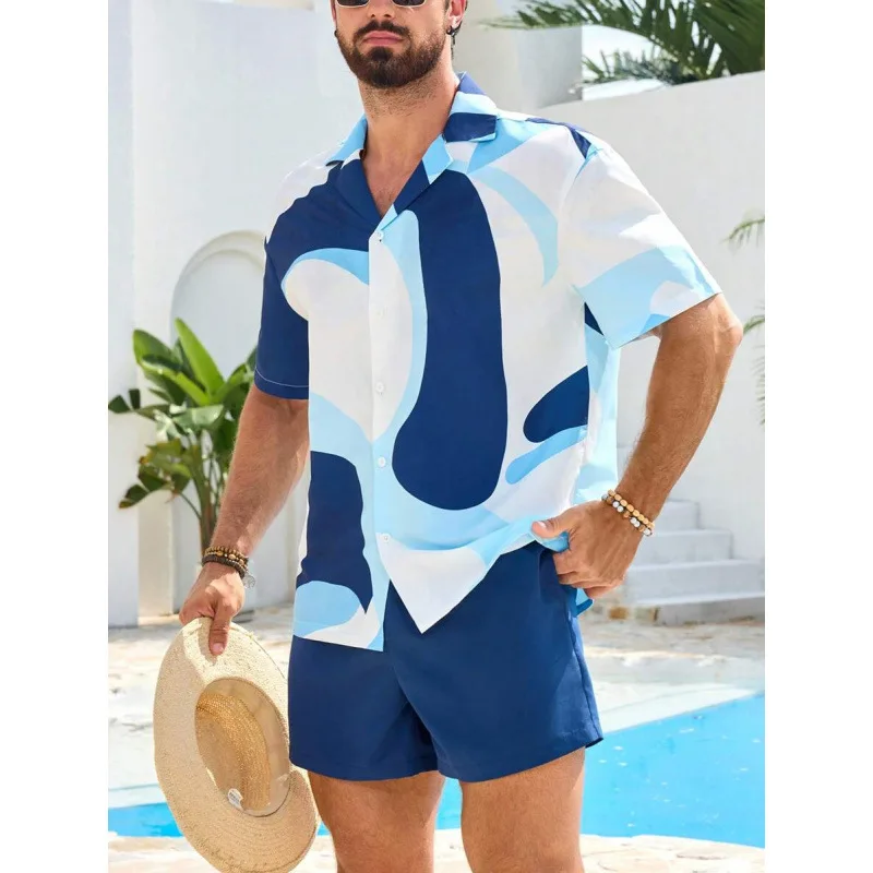 

Abstract Print Fashion Set Men's Seasonless Clothing R 96230 Printed Abstract Design Versatile Comfortable Men's Outfit