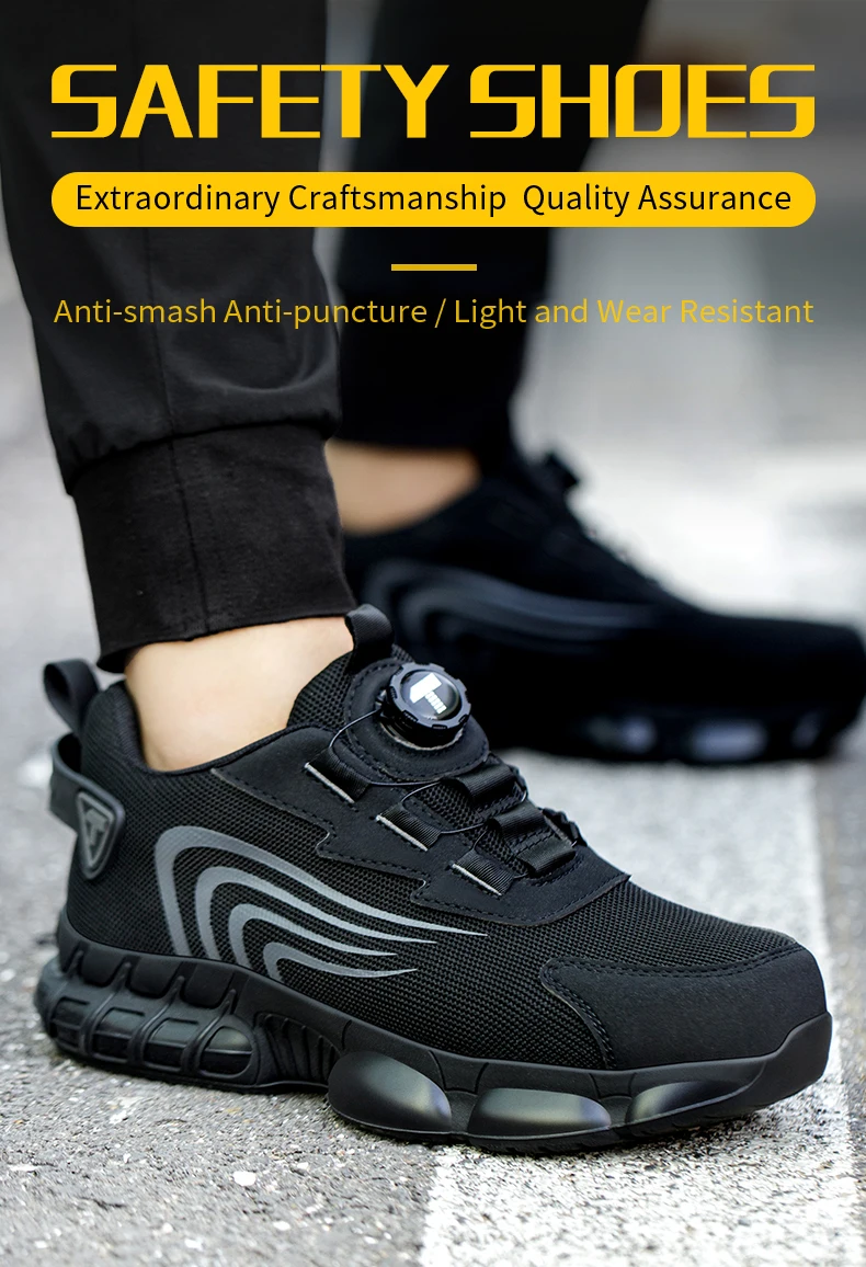 Sicherheitsschuhe, Herrenschuhe mit Drehverschluss im neuen Stil, Arbeitsschuhe mit Schutz gegen Quetschungen, Schutzstiefel gegen Durchstiche – Detail 2