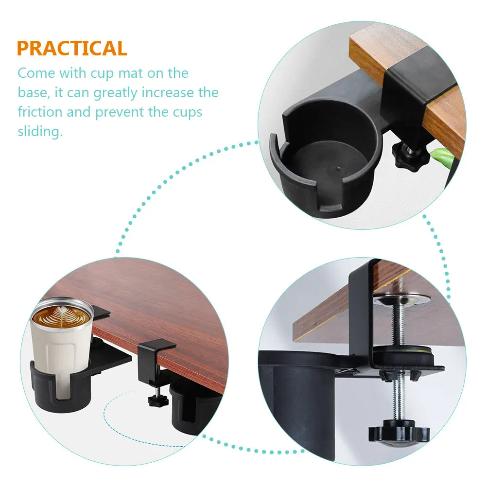 

Cup Holder Clip Desktop Table Side Cup Fixing Holder Rotary Clip for Office Desk Playroom Bus Train Use Tabletop Supplies