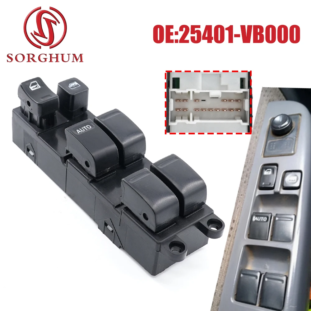 SORGHUM Power Window Control Switch For Navara pickup For Nissan Almera Tinon 25401-6Z500 25401-5M000 25401-4M501 25401-VB000