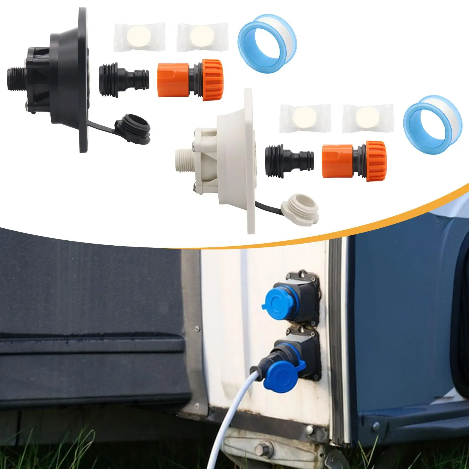 RV Water Inlet with Checks Replacement Universal Lightweight Modification Simple Installation Good Sealing for Marine RV