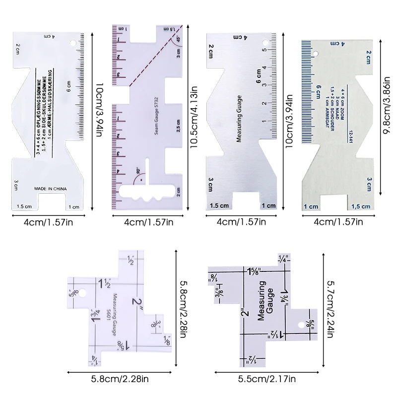 For DIY Patchwork Quilting Craft Tools Metal Quilting Tailor Ruler Template Sewing Ruler Precision Seam Measuring Gauge