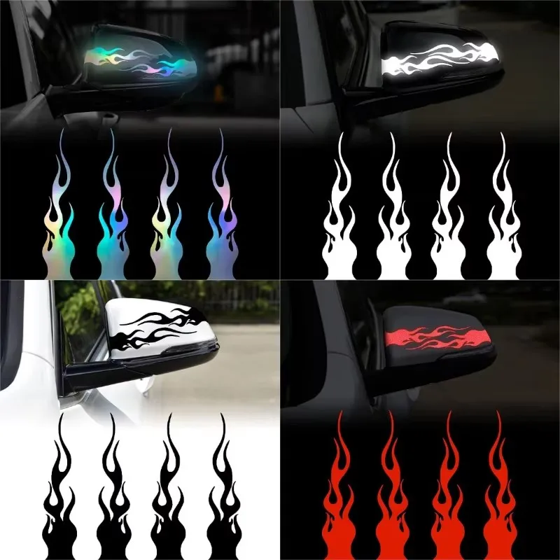 1/2/4sets Flame Reflective Sticker Car Sticker Motorcycle Decorative Stickers For Car Racing  Laptop Skateboard Decal