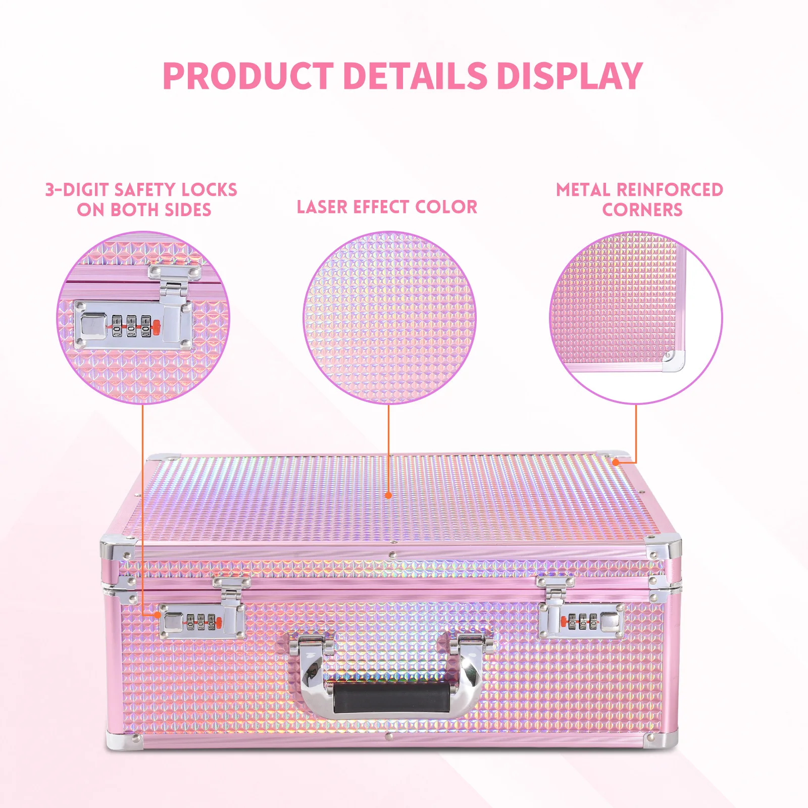 Portable Travel Suitcase Aluminum Alloy Attach Case with Combination Lock for Laptop, Documents Mechanic Hardware Toolbox