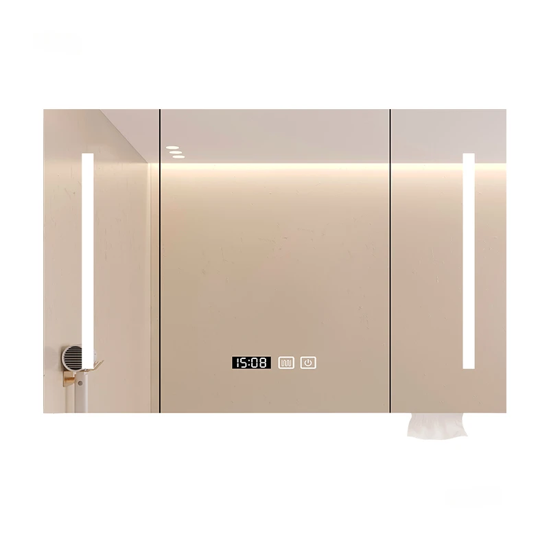 Minimalist Smart Bathroom Mirror Cabinet Wall Mounted Toilet Modern Home Bathroom Furniture Nordic Mirror Storage Cabinets