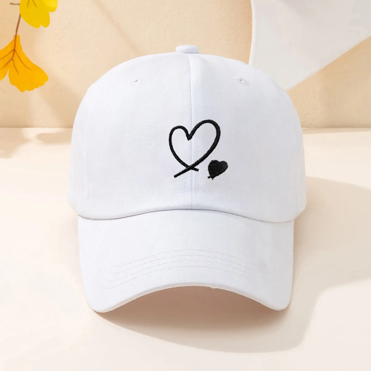 Embroidered Love Customized Pure Cotton Baseball Hat for Men and Women Outdoor Sunscreen Soft Top