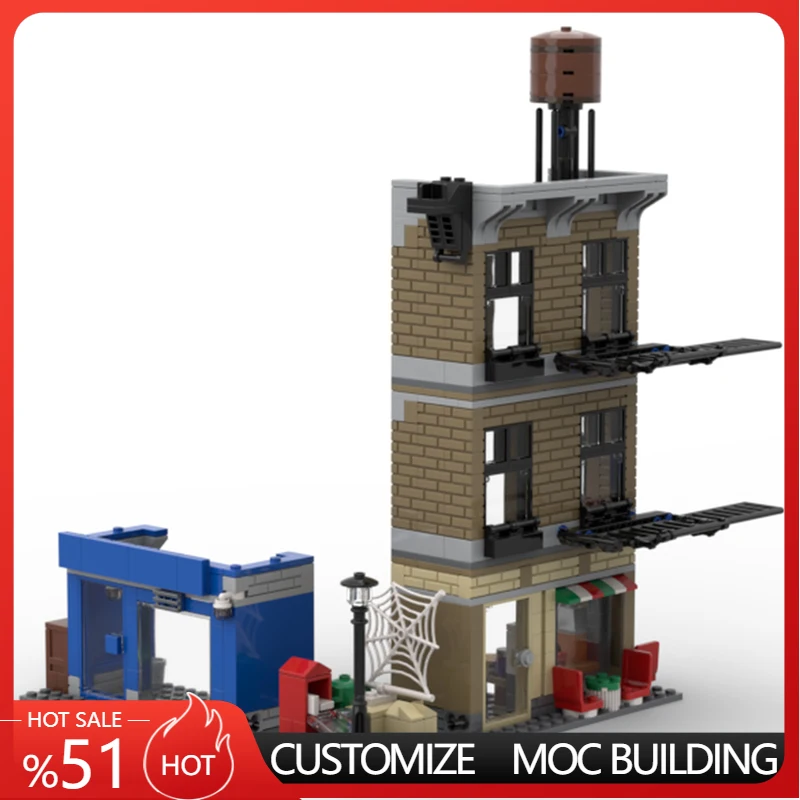 

482 детали: Конструктор MOC «Ограбление и Схватка в Сактуме» (Мини-модули, настраиваемые модульные здания), DIY, праздничный подарок