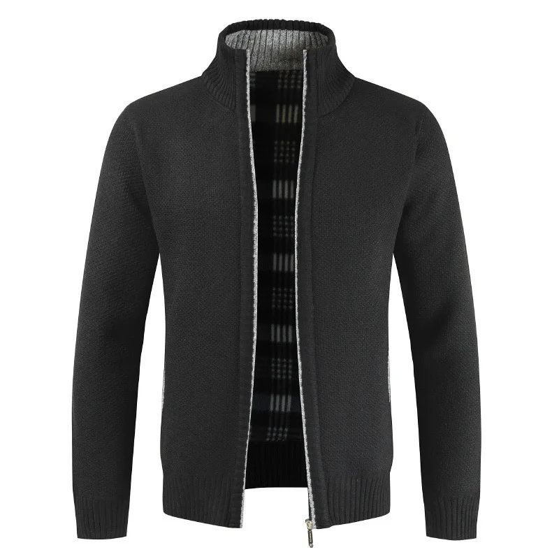 Men's Jacket 2025 Autumn and Winter New Plush and Thickened Stand Collar Jacket Half High Neck Knitted Cardigan Sweater for Men