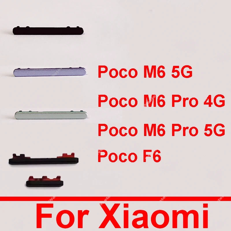 Power Volume Buttons For Xiaomi Poco M6 F6 Pro 4G 5G On Off Power Volume Audio Small Side Keys Replacement Repair Parts