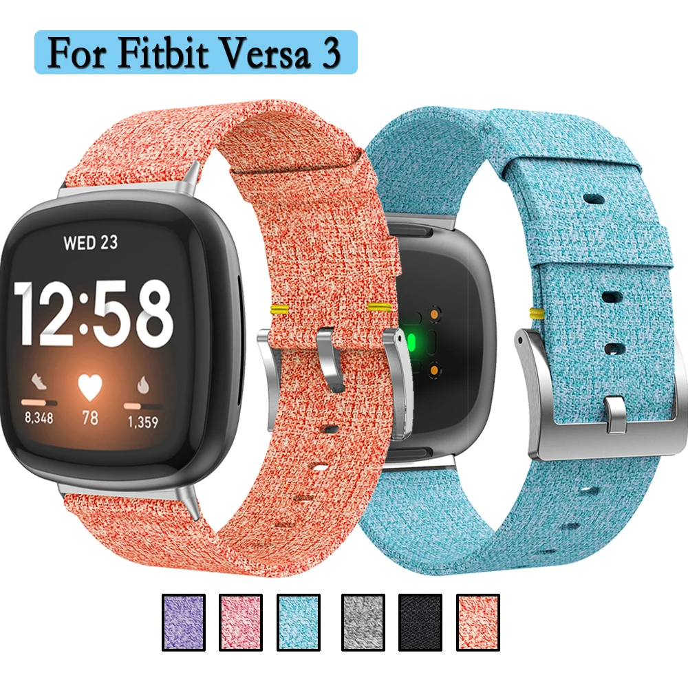 สำหรับ Fitbit Versa สายนาฬิกาแคนวาสคุณภาพสูง3สายนาฬิกาสำหรับ Fitbit SENSE smartwatch หลากสี