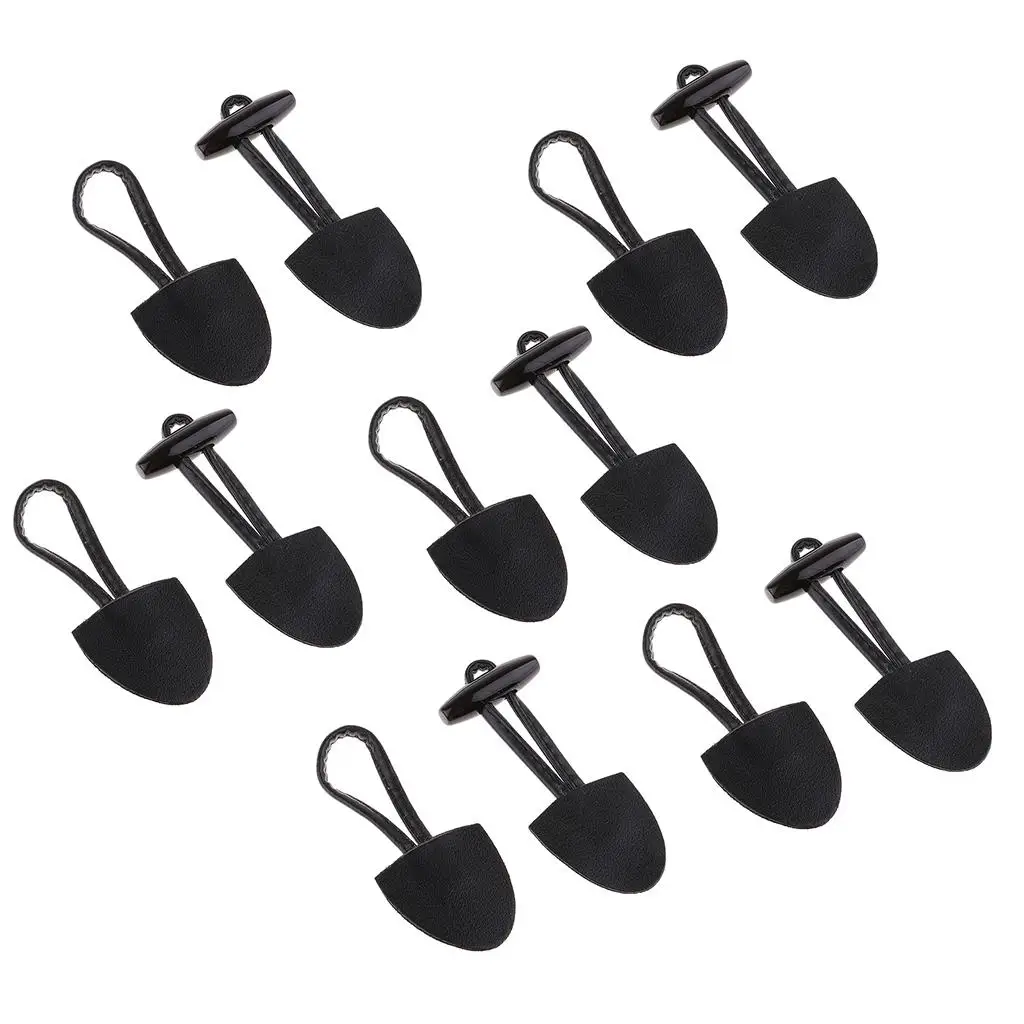 6 Pairs/Set Horn Toggle Closure Clasp Clothing Garment Ornaments Fasteners Black PU Leather Duffle Coat Sewing Crafts