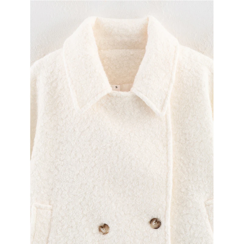 الخريف الشتاء سترة المرأة مزدوجة الصدر معطف قصير 2025 موضة جديدة شارع العليا بسيطة سترات جديدة غير رسمية ملابس خارجية #3