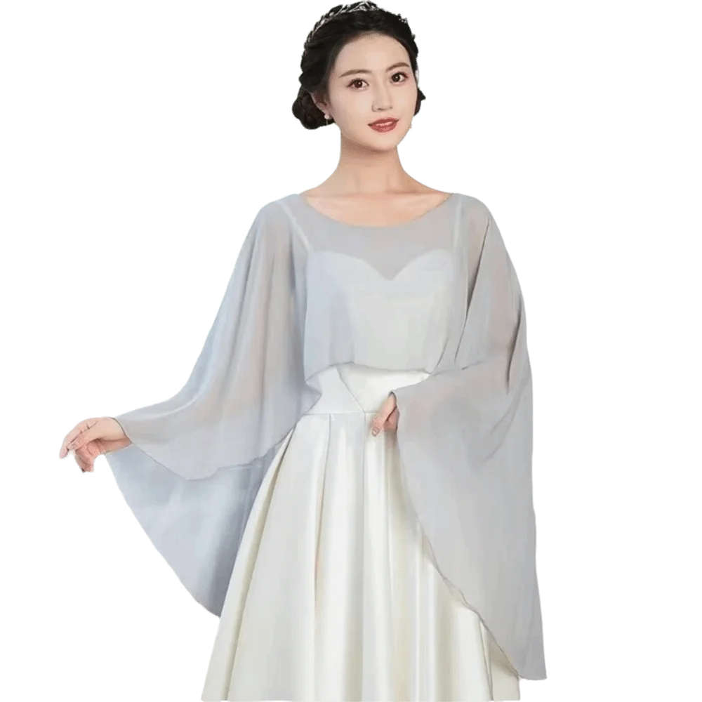 

Solid Color Thin Wide Chiffon Shawl Sunscreen All Match Women Pullover Wraps Soft Party Dress Evening Capes Summer