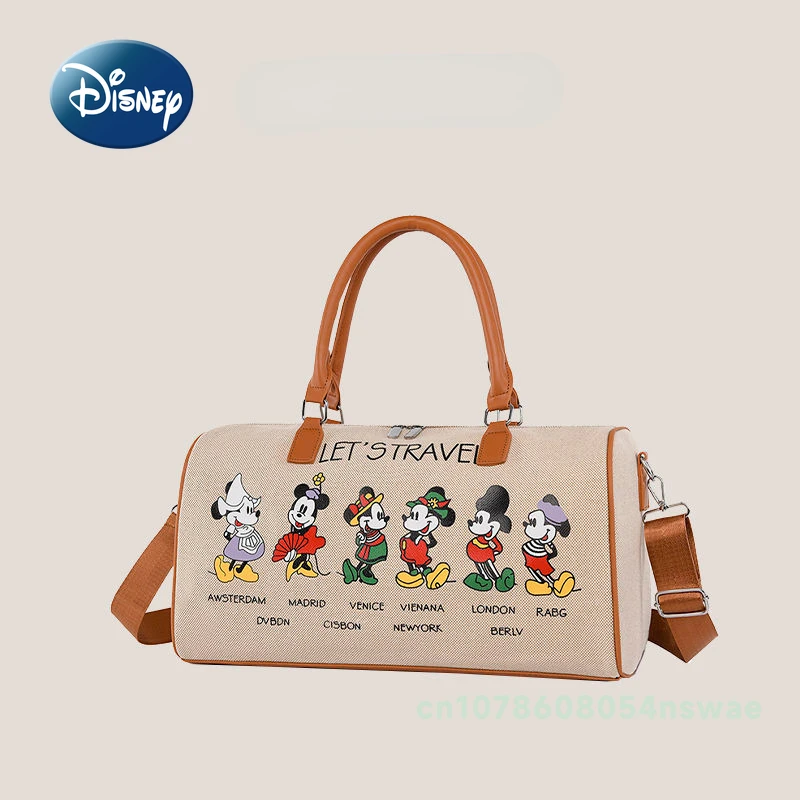 Disney Mickey tas jinjing popok merek mewah, tas selempang berpergian portabel kartun kapasitas besar