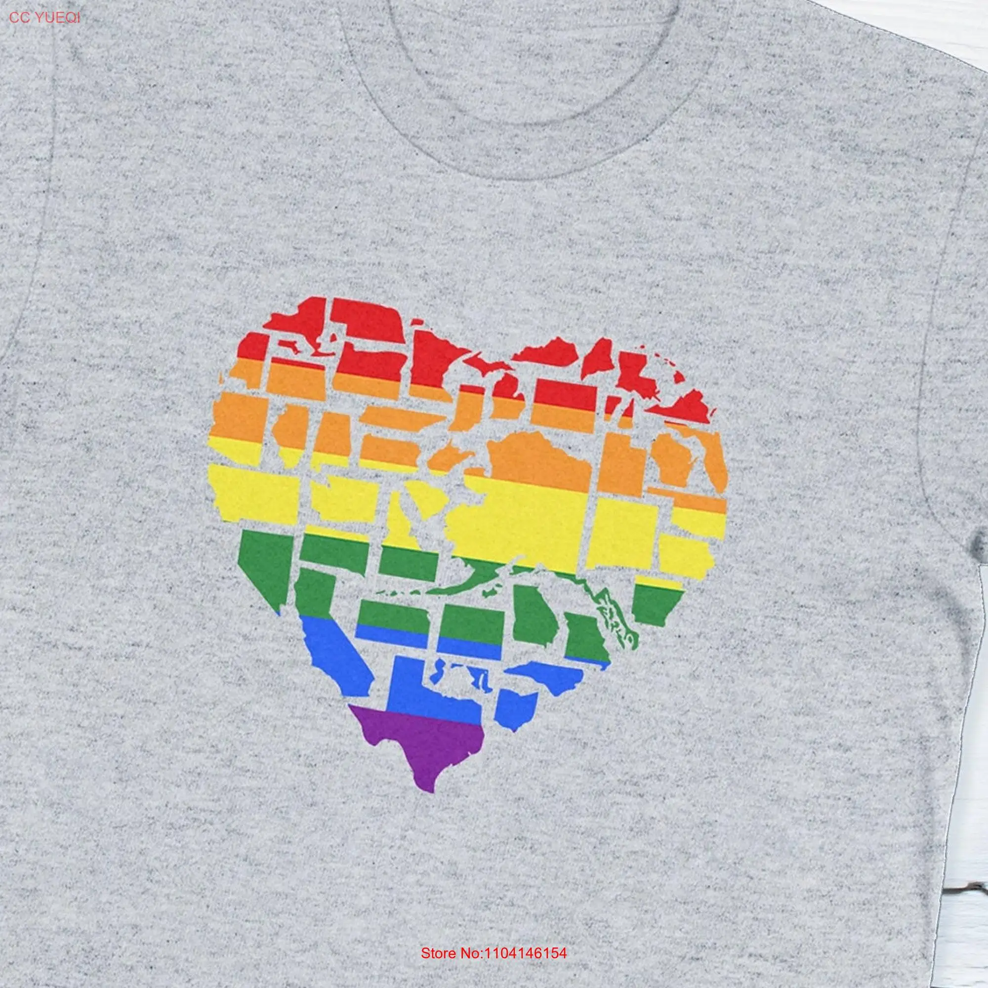 Gay Pride T Shirt LGBT Love Not Hate in All 50 States Queer Bisexual Flag long or short sleeves