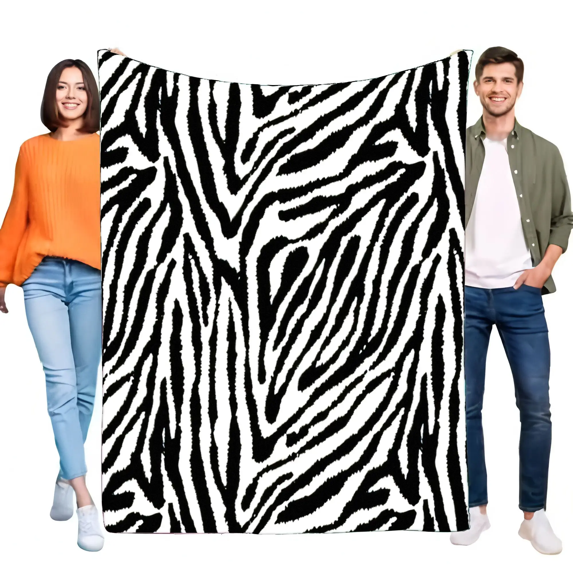 Zebra Print Soft Plush Blanket Cozy Throw for Bed Sofa Lightweight Decorative Gift Perfect for Home Décor and All Seasons