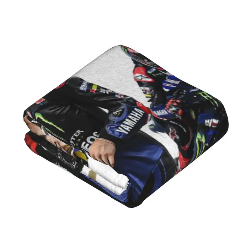 Custom Fabio Quartararo Blanket Soft Fleece Spring Autumn Warm Flannel French Motorcycle Racer Throw Blankets Bedding Bedspread