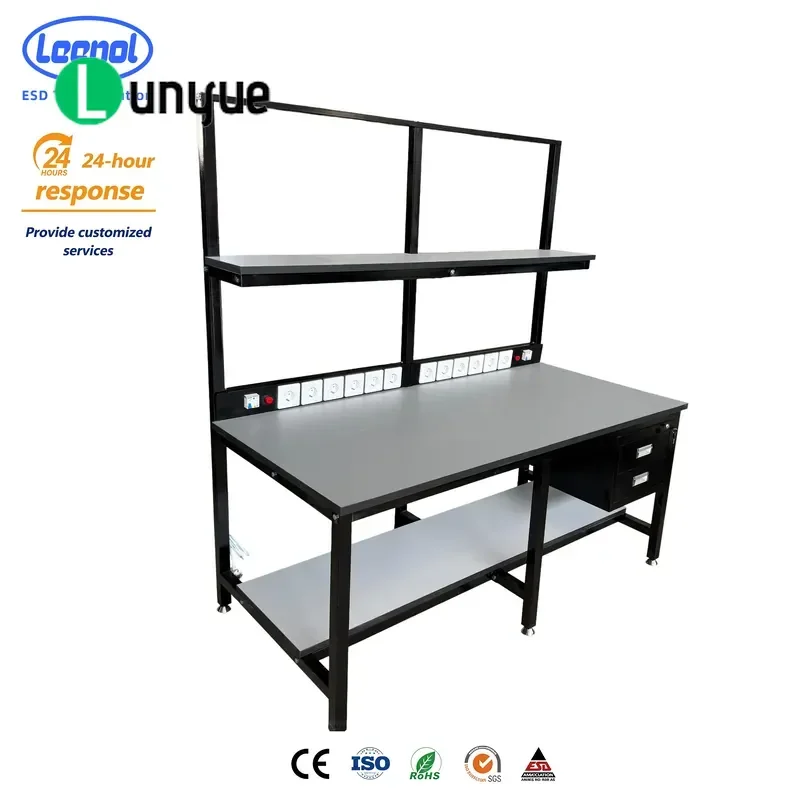 ESD Anti Static Workbench Fixed Safety Workstation Steel RoHS CE ISO9001 Certified Customization Available