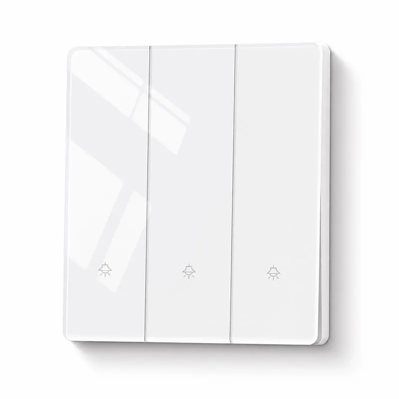 Ultra Thin White Tempered Glass 86x86mm Wall Light Switch 1 Gang Push Button ON/OFF Panel Modern Minimalist Home Hotel