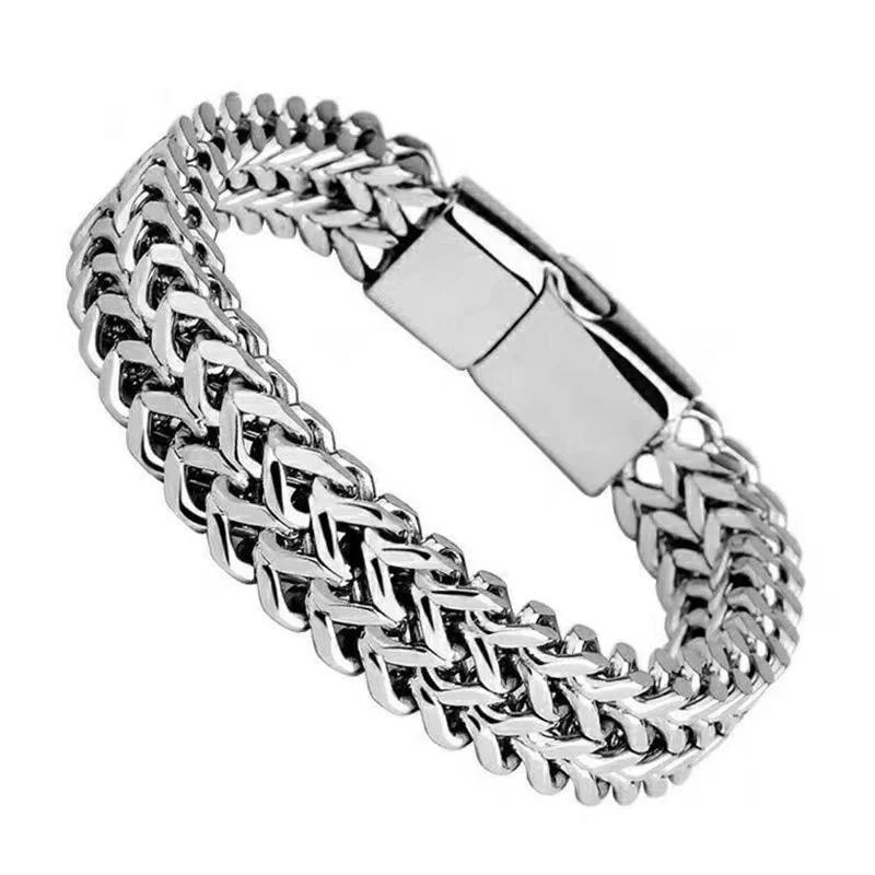 Hip-hop stainless steel men\'s bracelet simple domineering punk bracelet Gold Plated Wrist Chain Waterproof Anti Tarnish for him