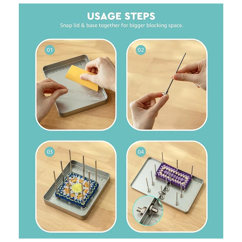 

【Новая распродажа】Магнитные блокирующие доски для вязания крючком, доска для блокировки крючком с 20-колышками, бабушкина площадка