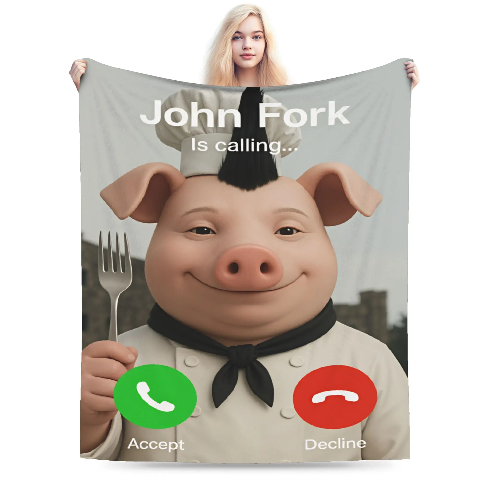 John Pork is Calling Blanket Warm Soft  Throw Blanket Winter Boy Girl Sofa Home Travel Bedspread
