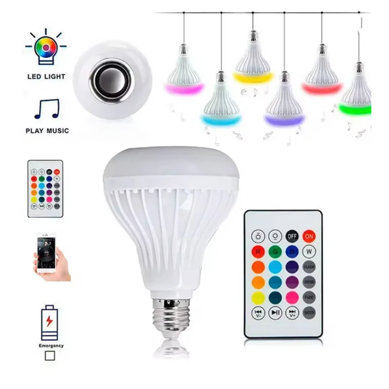 N05R E27 Smart RGB Wireless Bluetooth Speaker Bulb Music Playing Dimmable LED Bulb Light Lamp With Remote Controller