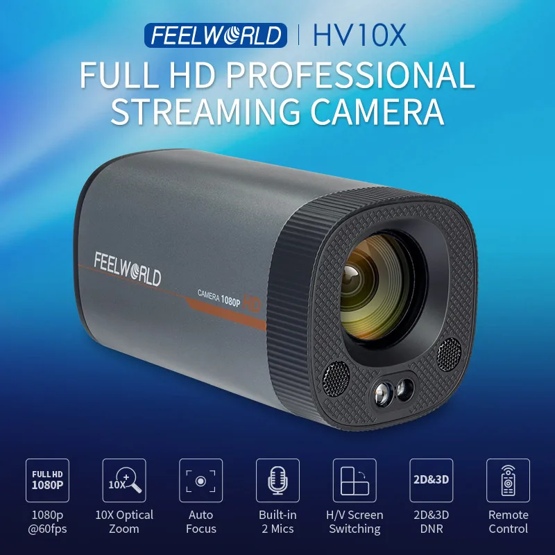 Factory Direct FEELWORLD HV10X Full HD 1080P60fps Webcam USB3.0 HDMI for Live Streaming, Custom Packaging OEM