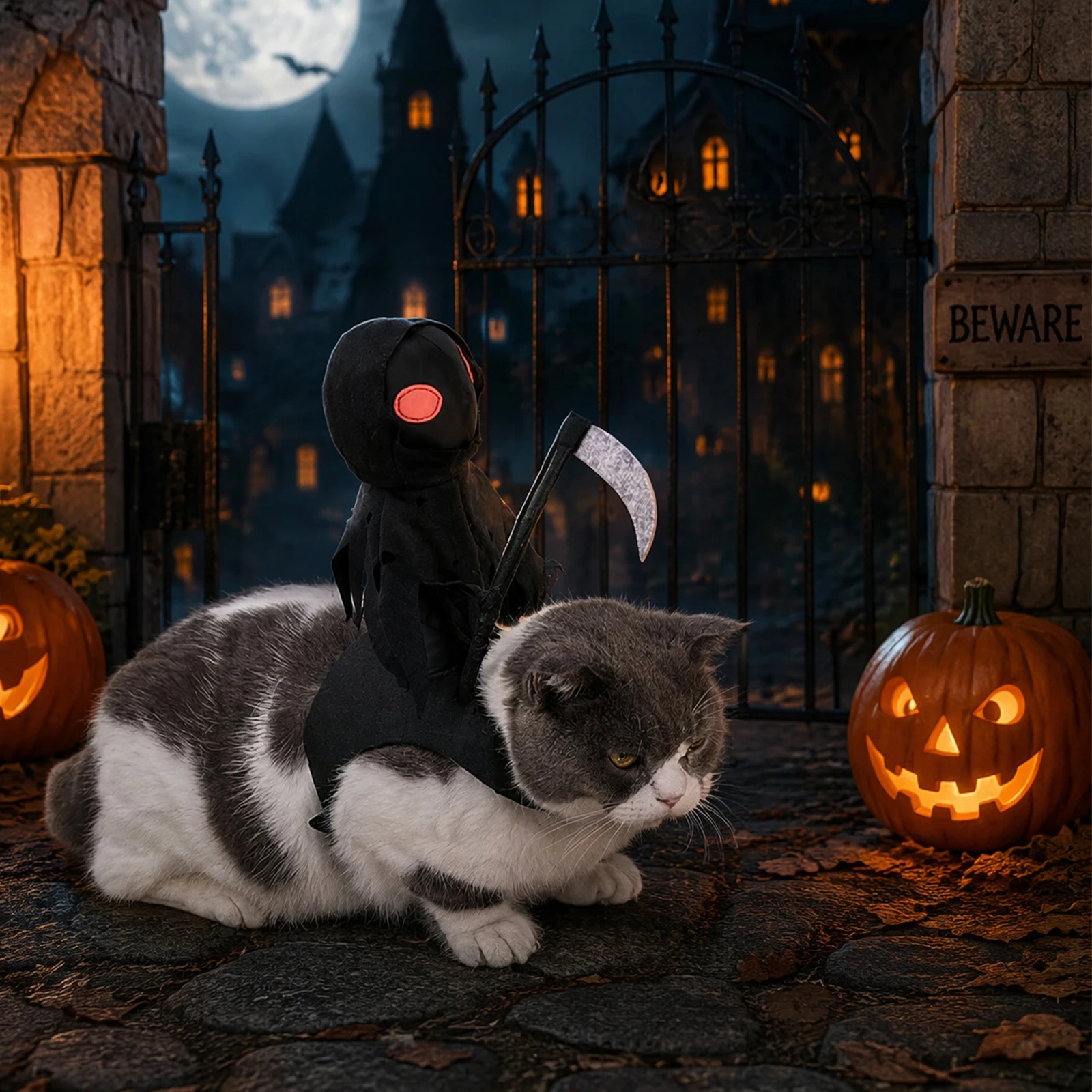Disfraz de Halloween para mascotas, diseño 3D del Caballero de la Noche, para perros y gatos, con motivos de la muerte, ideal para fiestas temáticas, sesiones de fotos y disfraces, tallas S, M y L.