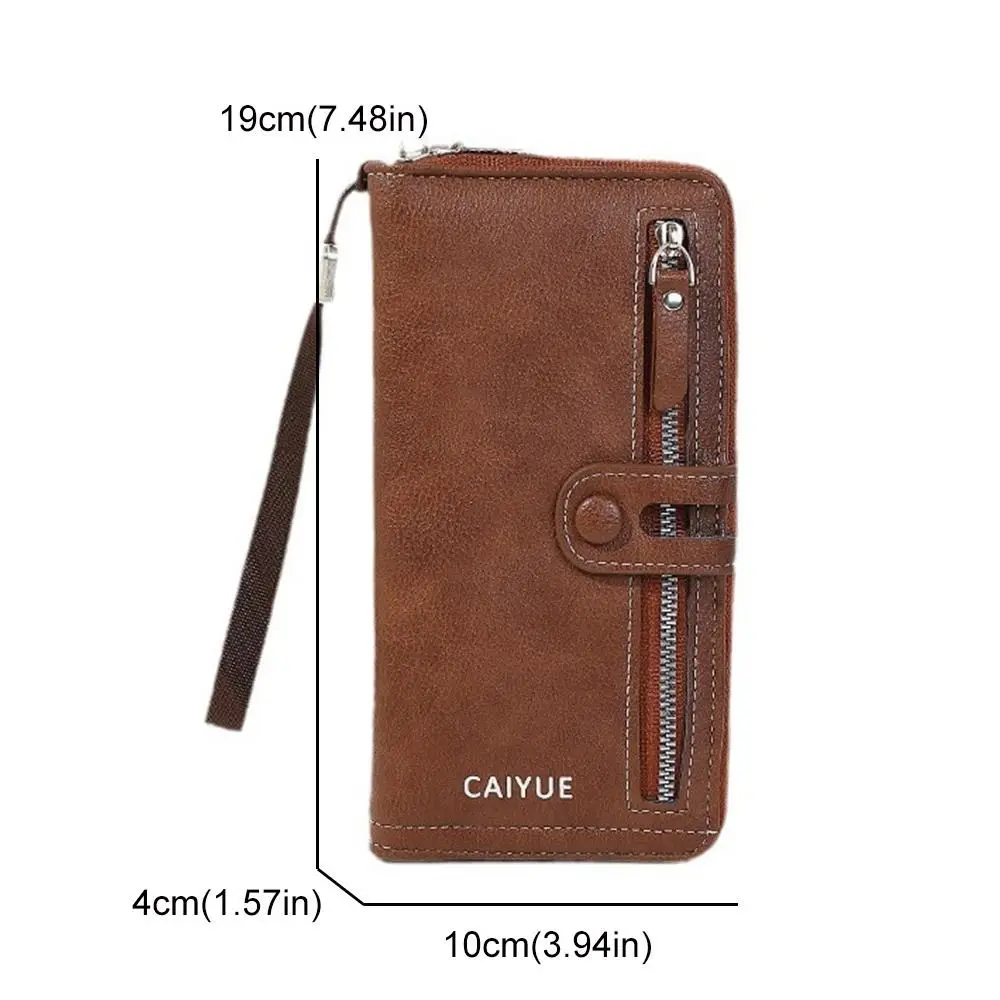 محفظة رجالية طويلة فاخرة سعة كبيرة طبقة مزدوجة محفظة الأعمال سستة بولي Leather جلد الرجال حقيبة صغيرة حامل بطاقة