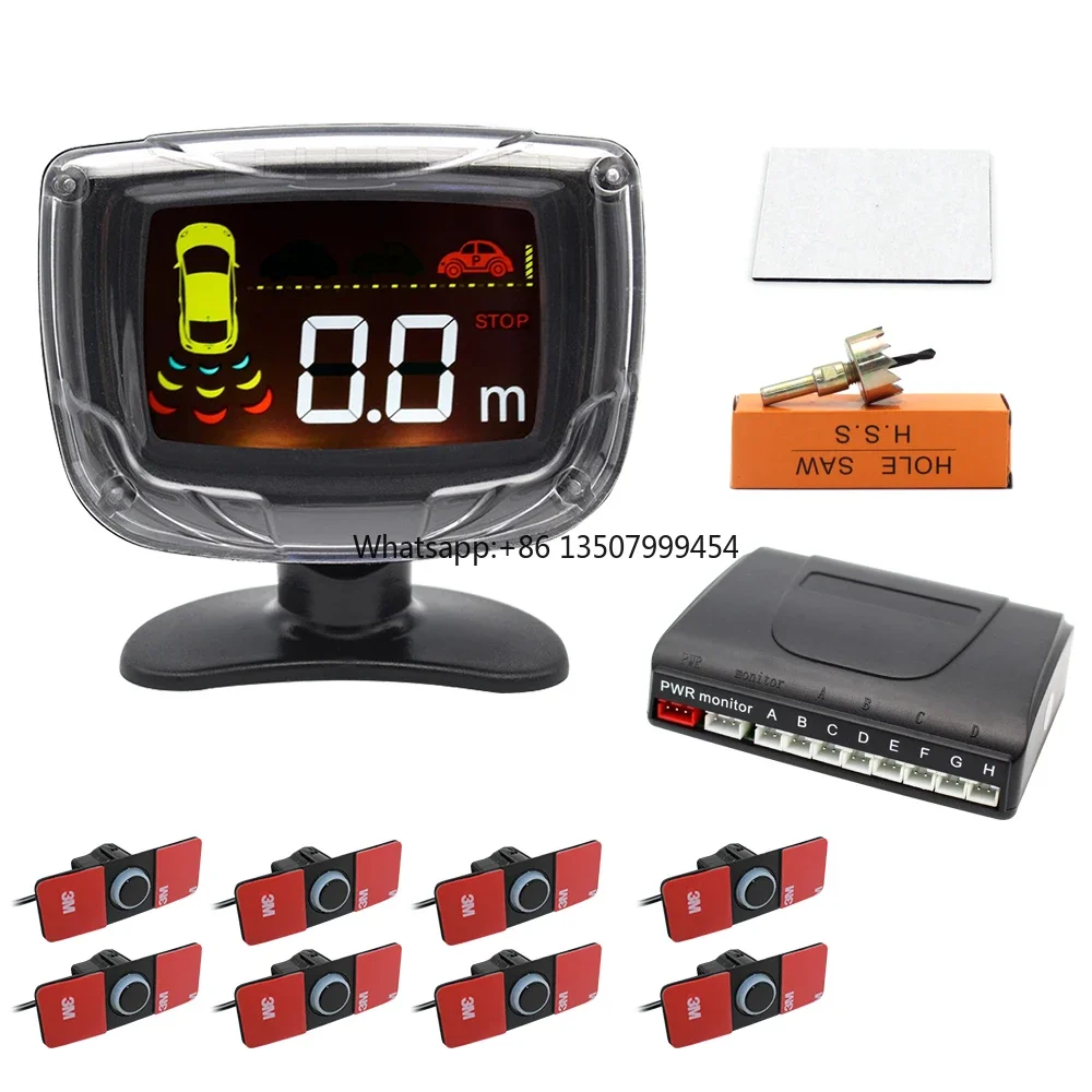 16.5mm Original Front Rear Parking Aid 8 Probe Universal Parking Sensor with Distance LCD Display Car Reversing Radar